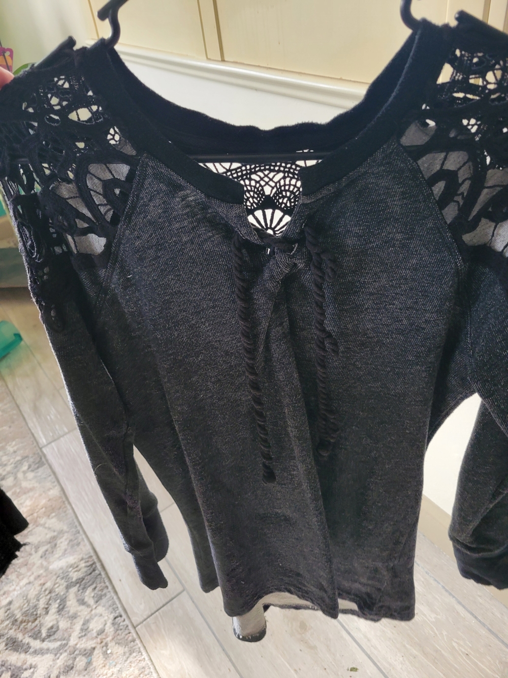Bundle Of 2 Black Crochet And Sheer Long Sleeve Blouses - Picture 6 of 9